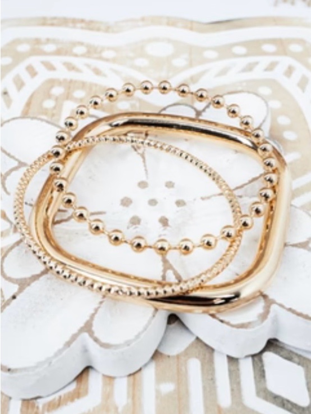 New In Package…Boutique 3 Piece Gold Tone Bangle Bracelet Set